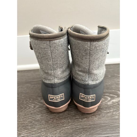 Sperry Saltwater Wool-Emboss Rubber Duck Boots In Gray Size 7 Women’s - Picture 4 of 9